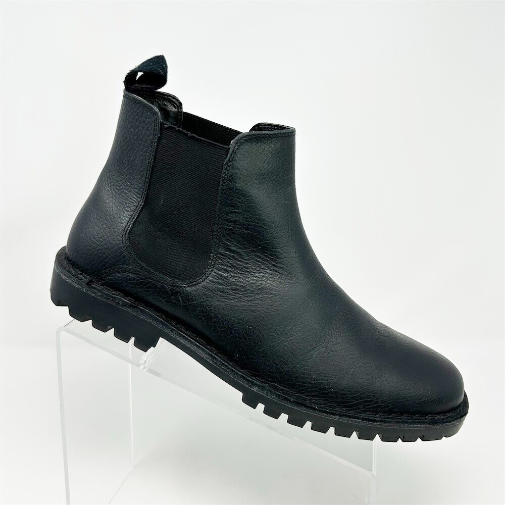 Crown Vintage Men's Chelsea Ankle Boots Black Pull On Lug Sole Elastic Size 8.5